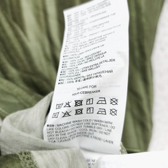 ICEBREAKER Woman 100% Merino 150 Short Sleeve Tee Green Striped Size SMALL - Picture 5 of 6